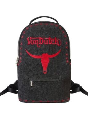 Von Dutch LARGE SIZED CRIMSON BULL BACKPACK